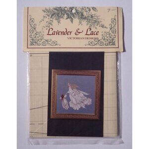 Vtg Cross Stitch Lavender Lace Angel of Mercy Pattern 28 Victorian Designs